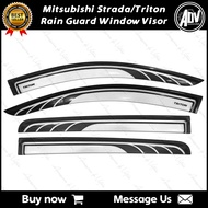 Rain Guard Window Visor for Mitsubishi Strada (Triton) 2015-2021 (Two Toned / Silvernet)