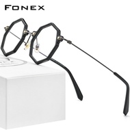 FONEX Acetate กรอบแว่นตาไทเทเนียมผู้หญิงแว่นตาวินเทจเรโทรแว่นตาแว่นสายตาผู้ชาย2022ใหม่ปี F85714
