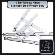 4 Bar Window Hinge, Friction Stay 430 / Engsel Tingkap Aluminium Kaca 430 - SUS304 / 18mm (Stainless