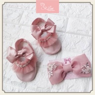[St. Levi] Shoe And headband Set/Baby shoes/prewalker shoes/prewalker shoes/newborn shoes/Baby headb