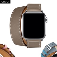 [HOT JUXXKWIHGWH 514] URVOI Double Tour Band สำหรับ Apple Watch Series 7 6 SE 5 4 3สำหรับ Iwatch เข็มขัดคุณภาพสูงนุ่มของแท้หนัง Loop Wraps