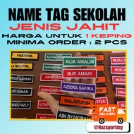 Name Tag Cotton Embroidery Sulam Nametag Sekolah Nama Tanda Custom School Lencana Jahit Tempah