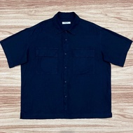 KEMEJA [BIG Size] Rayon Cotton Shirt 8 SECONDS Dark Navy (4XL)