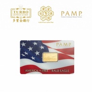 TURBO [5GM] PAMP America the Free Bald Eagle Gold Bar 9999Gold