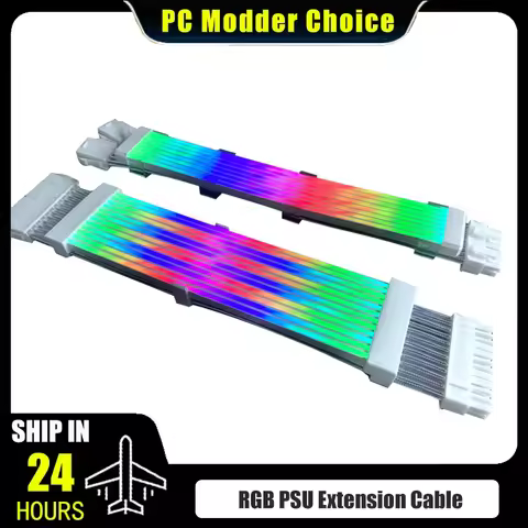 PSU Extension Cable RGB Strimer Plus Not Lian Li ATX 24Pin PCI-E 8Pin Soft Silicone Bendable 5V ARGB