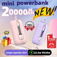 Mini power bank fast charging  powerbank 20000 with cable Portable PD20W fast charging 22.5W LED