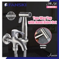 AT-569111SS Full Set Two Way Water Tap Faucet 2 Way Tap Hand Bidet Spray Set Two Way Tap Toilet Bidet Bathroom