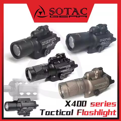 SOTAC-GEAR Metal X400 X400U X400V IR Scout Light LED & Red La-ser Tactical Flashlight Fit For20mm Pi