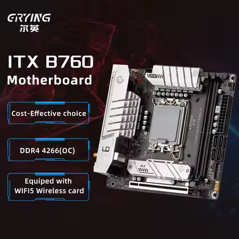 ERYING B760i Gaming Motherboard Mini ITX B760 WIFI 5 XMP DDR4 LGA1700 Support 12/13/14th 14600KF 136