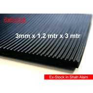 Ribbed Rubber Mat, Size: 3mm x 1.2mtrW x 3mtrL, Corrugated Rubber Mat, Anti Slip Rubber Mat, Rubber 