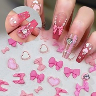5pcs Pink Bowknot 3D Nail Art Charms Bowknot Korean Style Crystal Bowknot Nail Art Decoration DIY Ma