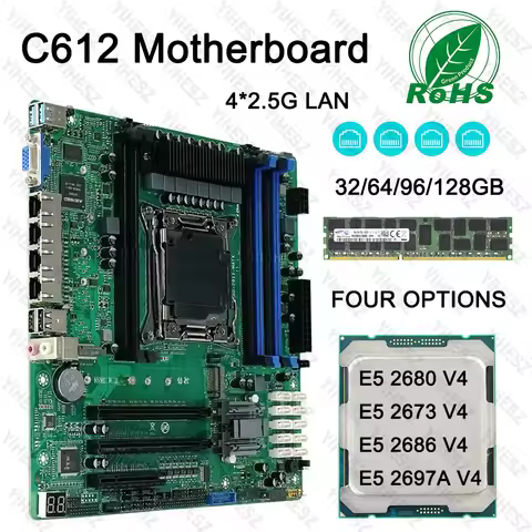 C612 Nas Motherboard DIY Kit E5 2680/2673/2686/2697A V4 CPU 32/64/96/128GB DDR4 Virtual Machine Rout