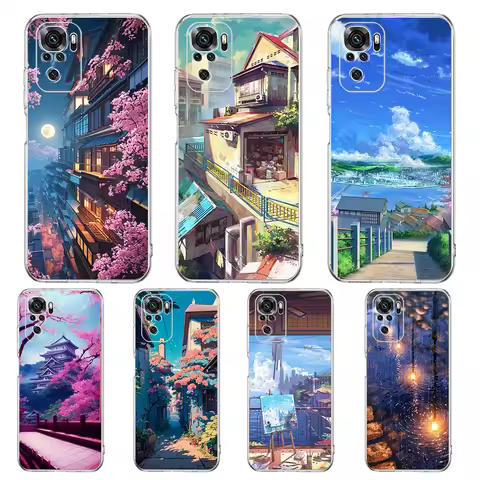 Japan Anime Landscape Phone Case For Xiaomi Redmi Note 12 4G 11 10 Pro 5G 10C 10S 9S 9 9T 8T 9C 9A 8