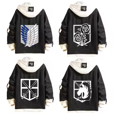 2021 Hoodie Attack on Titan Denim Jacket Scout Regiment Mikasa Ackerman Rival Cosplay Jeans Coats Er