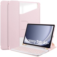 Bluetooth Keyboard Case For Samsung Galaxy Tab A9 Plus 2023 With Vertical &amp; Horizontal Stand Holder,Arcylic Clear Back Cover Shell Case Compatible With Samsung Galaxy Tab A9 Plus
