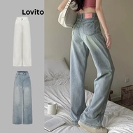 【In stock】Lovito Women Casual Plain Pocket Jeans L70AD071 DFOC GB5A U1OX W4HY