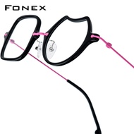 FONEX Acetate Titan Gọng kính nam thiết kế Thương hiệu Mới Kính mắt dáng vuông nữ Nhật Bản siêu nhẹ 