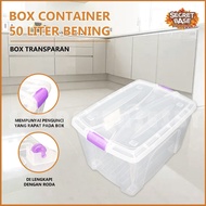 50 LITER CONTAINER Box + Wheels - Transparent Multipurpose Box/ 50LBENING
