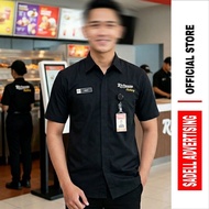 KEMEJA RICHEESE Shirt Richeese Factory Uniform Richeese Factory Black Short Sleeve Men's Embroidered