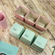 3 SETS OF WHEAT FIBER BOWLS AND TRAYS IN UNIQUE SHAPE CTRL + ALT + DEL