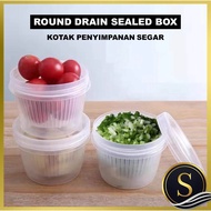 Round Drain Sealed Box Ginger Garlic Onion Airtight Food Container Kitchen Storage Bekas Bawang Kotak Penyimpanan Segar