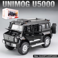 【WJ】จำลอง1:28 MB Unimog U5000เสียงและแสงดึงกลับปิดถนนล้อแม็กรถยนต์รุ่นเครื่องประดับของเล่นเด็ก