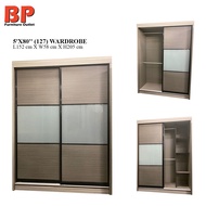 BPFO (PRE-ORDER) 5'X80'' WARDROBE Sliding Cabinet Clothes Almari Baju Kayu Almari Pakaian Sliding Door Wooden Wardrobe