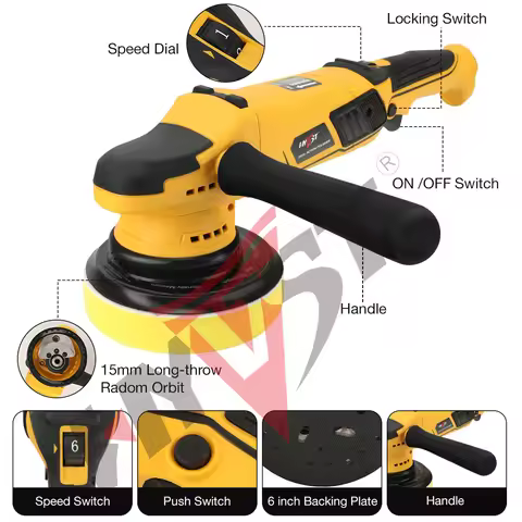 HYVST Dual Action Polisher 710W 6 Inch 15MM Random Orbital Buffer Polisher for Car Detailing 3000-45