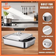 Sweet 16x9 Inch 2SET Stainless Steel Baking Pan With Lids Deep Dish Tray For Cooking Fish Pasta Cass