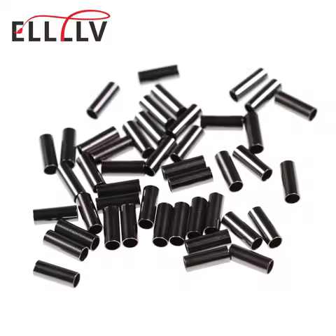 100pcs Black Single Barrel Copper Sleeves Fishing Line Fix Crimps Mono and Wire Leader Saltwater Fis