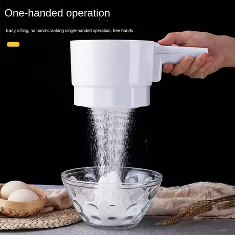 Plastic Cup Shape Mechanical Flour Sieve Electrical Sifter Shaker Powder Icing Sugar Electric Baking