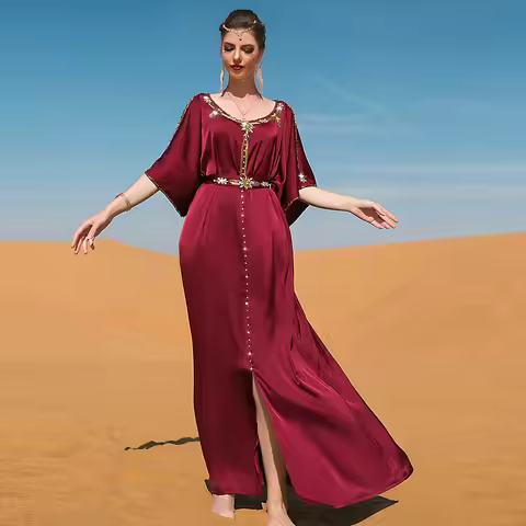Elegant Palace Muslim Women Dress Retro Palace Ramadan Vestido Longo Dubai Abaya Turkey Islam Long E