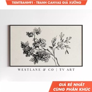 Wall painting, Frame TV Art Vintage Botanical Sketch Neutral Antique Drawing File, comes with hangin