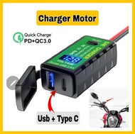 charger motor hp fast charging usb type c voltmeter waterproof M2C