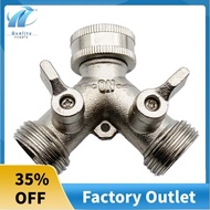 1Set 3/4 2 Way Heavy Duty Garden Hose Splitter Y Splitter Silver For Water Tap, Outlet, Spigot