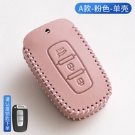 เคสกุญแจรถยนต์ฝาพับอัจฉริยะเป็นหนังแท้พวงกุญแจ Hyundai Avante Tucson Santa Fe Ioniq 5 6 Nexo Kona El