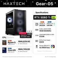 Gear-05 - GeForce RTX 5060 Ti Gaming PC | AMD Ryzen 5 7500F / Intel Core Ultra 225F (16GB RAM / 512G