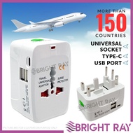 Universal Travel Adapter 2.4A Type-C USB Port All in One Plug Adapte Worldwide Travel Socketr with Dual USB Charging