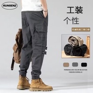 American Thick Cargo Pants Men High End Plain Tactical Pants Casual Slim Fit Jogger Pants