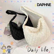 ♫DAPHNE♫ Warm Puffy Handbag Lightweight Quilted Tote Bag Plaid Shoulder Bags Women Winter Large Capacity Cotton Padded Underarm Bags