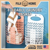 🏠READY STOCK🏠Foldable Laundry Basket Storage Box Dirty Clothes Basket Wall Mount Hanging Basket Baku