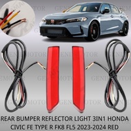 REAR BUMPER REFLECTOR LIGHT 3IN1 HONDA CIVIC FE TYPE R FK8 FL5 2023-2024 RED