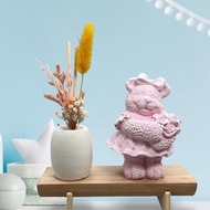 快速出貨 玫瑰捧花小熊(粉色) 原木底座系列 搭配永生花瓶