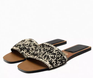 NEW Authentic imported Spain ZARAˉ Family 2023 Summer New One-word Slippers Outdoor Casual Brown Fab