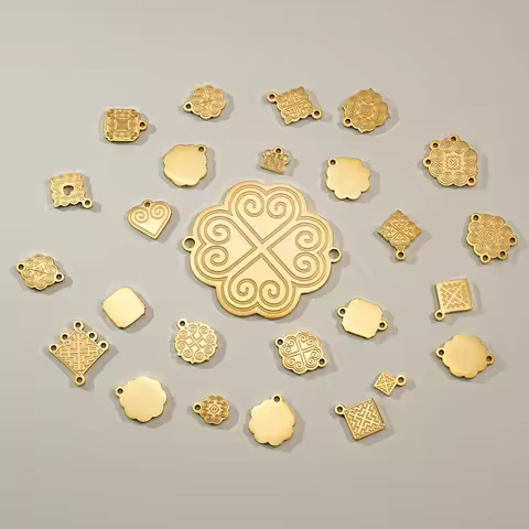 MaiLun 50pcs Customized Debossed Hmong Charms 15mm-25mm Stainless Steel Hmong Pendants Charms for Ea