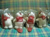 ((可口可樂收藏品))早期台灣小騎士德州炸雞可口可樂北極熊絨毛玩偶一套