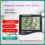 LCD Electronic Digital Temperature Humidity Meter Indoor HTC-1 Thermometer Hygrometer Alarm Clock Ca