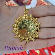 Liontin Matahari Kalung Ringgit Rupiah Lapis Emas