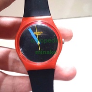 Arloji SWATCH original merah analog second jam tangan NYALA