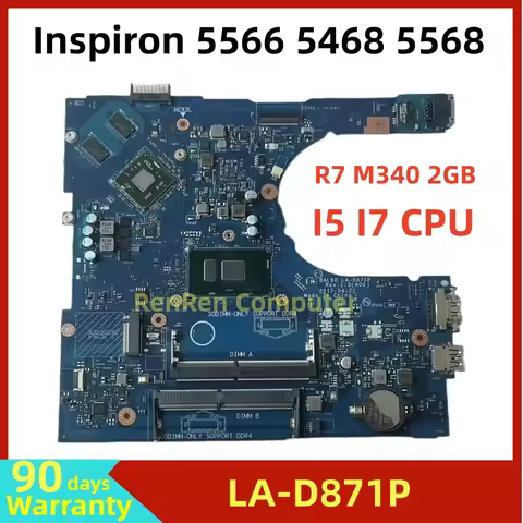 BAL60 LA-D871P For Dell Inspiron 5566 5468 5568 Laptop Motherboard DDR4 With I5-7200 I7-7500 CPU R7 